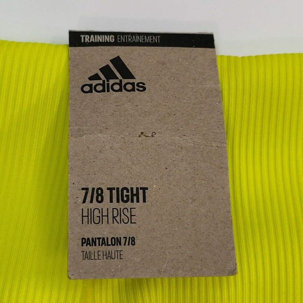 Adidas Aeroready Rib Tight Women's 7/8th High Rise Training Sport Yellow GT6256 - Picture 8 of 12